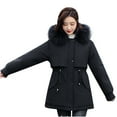 thumbnail image 1 of Zpanxa Winter Coats for Women Thickening Velvet Keeping Warm Casual Hooded Coat, Winter Snow Coat, Mountain Windbreaker Waterproof Ski Jacket Black XXL, 1 of 8