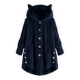 thumbnail image 1 of Zpanxa Winter Coats for Women Plus Size Fuzzy Fleece Jacket Button Plush Hooded Tops Loose Cardigan Wool Coat Comfy Winter Outwear Clothes Blue 5XL, 1 of 5