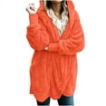 thumbnail image 1 of Zpanxa Winter Coats for Women Sherpa Fleece Jacket Solid Color Casual Plush Cardigan Long Sleeve Pockets Blouse Tops Faux Fur Coat Outwear Orange M, 1 of 6