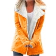 thumbnail image 1 of Zpanxa Winter Coats for Women, Winter Jacket Warm Sherpa Lined Jacket Composite Plush Button Lapel Snow Jacket Hooded Wool Outwear Coat Yellow S, 1 of 6