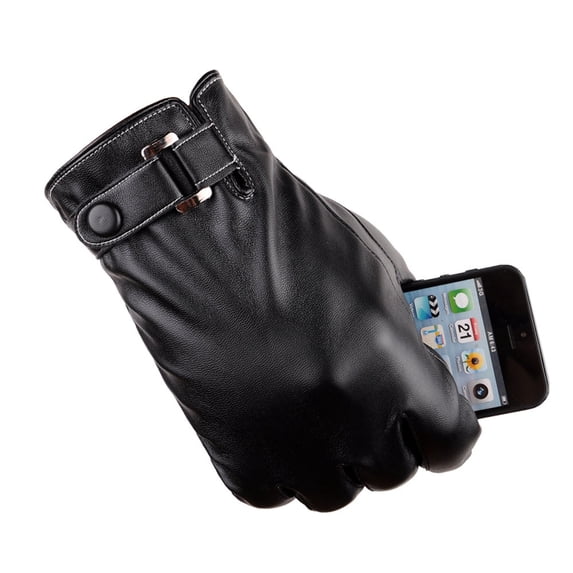 Zpanxa Winter Gloves Men Thermal Winter Sports Leather Gloves BK Black
