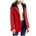 thumbnail image 1 of Zpanxa Winter Jackets for Women Parka Coat Hooded Winter Warm Plush Casual Comfortable Cotton Jacket Red XL, 1 of 5