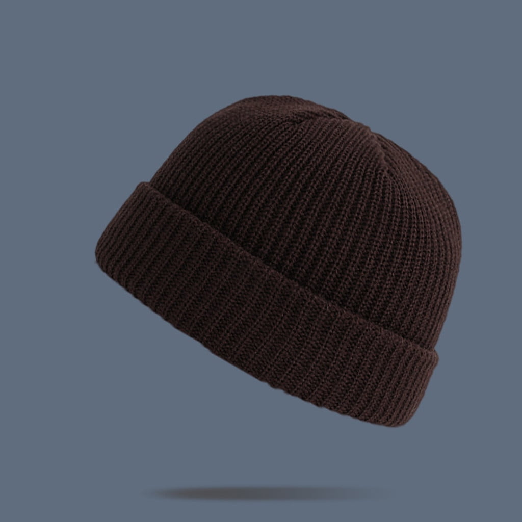 Zpanxa Winter Knitted Beanie Hat Roll-up Edge Skullcap Fisherman