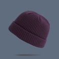thumbnail image 1 of Zpanxa Winter Knitted Beanie Hat Roll-up Edge Skullcap Fisherman Beanie for Men Women Fashion Warm Winter Casual Knitted Hat Solid Color All-match Hat Purple 55-65cm, 1 of 2