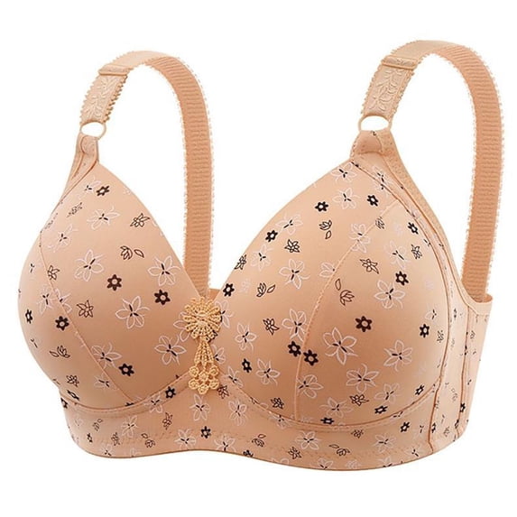Zpanxa Wireless Back Closure Bra Textured Design Breathable Comfort Support Lightweight T-Shirt Bra for Women Everyday Wear
