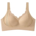 thumbnail image 1 of Zpanxa Wireless Bras for Women Full Coverage Seamless Wide Straps Back Smoothing Everyday Bra Beige 42ABC, 1 of 8