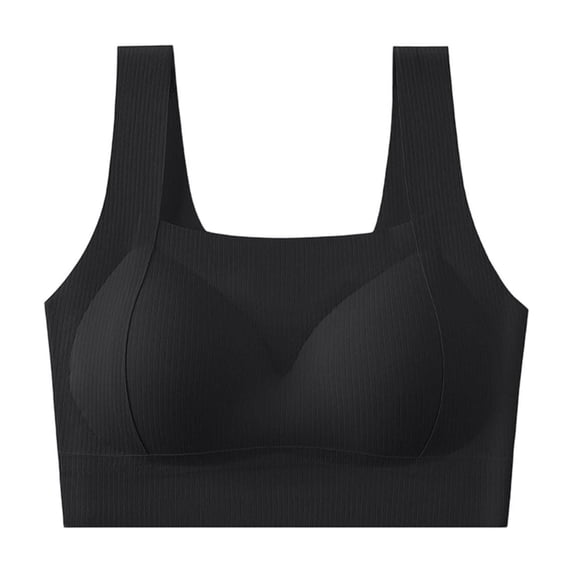 Zpanxa Wireless Bras for Women Full Coverage Wide Straps Breathable Everyday Bra Black 44D