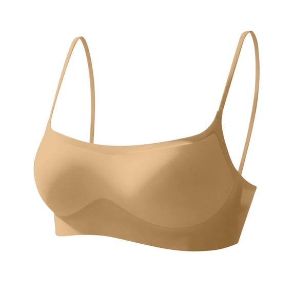 Zpanxa Wireless Bras for Women Push-up Breathable Thin Strap Seamless Bras Khaki 38BC