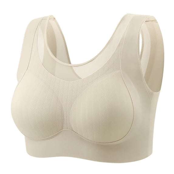 Zpanxa Wireless Bras for Women Seamless Full Coverage Wide Straps Breathable Everyday Bra Gray 36BC