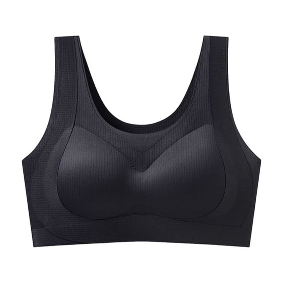 Zpanxa Wireless Bras for Women Seamless Padded Wide Straps Breathable Everyday Tank Bra Black 38BC