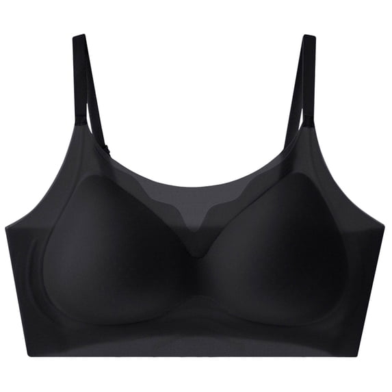Zpanxa Wireless Bras for Women Seamless Push-up Breathable Adjustable Straps Everyday Bra Black 44BC
