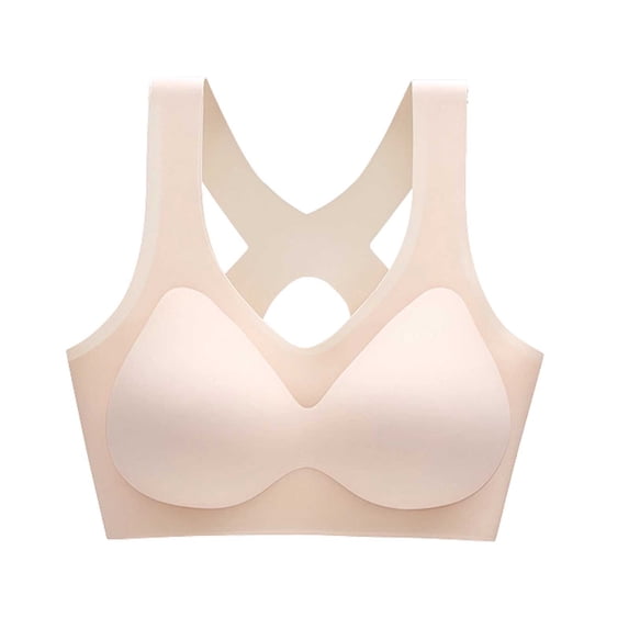 Zpanxa Wireless Bras for Women Seamless Push-up Crisscross Back with Removable Pads Everyday Bra Beige 42BC
