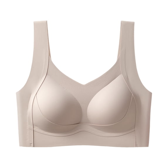 Zpanxa Wireless Bras for Women Seamless Wide Straps Push-up Full Coverage Breathable Everyday Tank Bra Gray 40BC