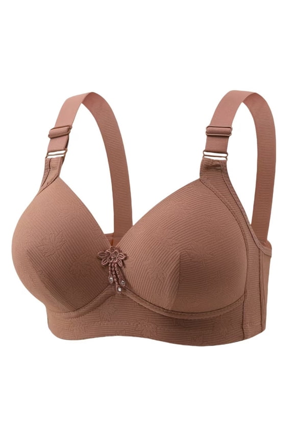 Wireless Lace Bra for Women Adjustable Straps Push Up Support Comfortable Breathable Lightly Lined Full Coverage T-Shirt Bra Everyday Wear