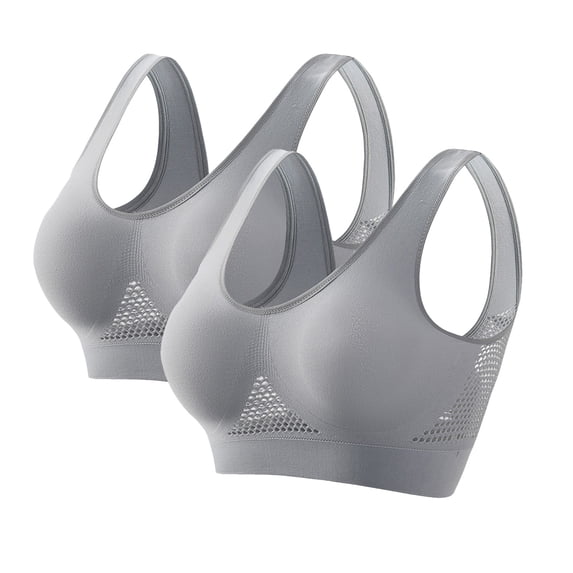 Zpanxa Wireless Sports Bras for Women 2 Pack White Seamless Pullover Tank Top with Wide Straps and Mesh Side Panels for Yoga