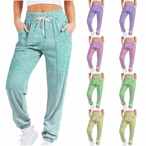 Zpanxa Women Star Print Joggers Sweatpants Casual Loungewear Drawstring Ankle Pants for Workout