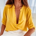 thumbnail image 1 of Zpanxa Women Summer Tops Fashion Women Solid Color Short Sleeve Comfortable Breathable V-Neck Shirt Tops Yellow M, 1 of 8