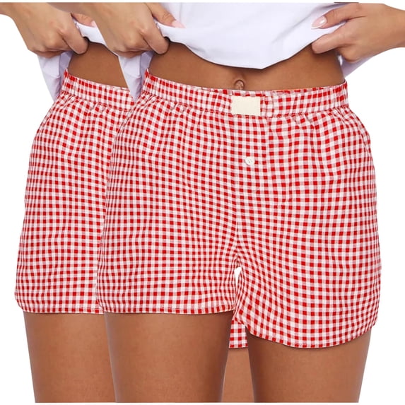 Zpanxa Women's 2 Piece Outfits Plaid Print Shorts Set Summer Casual Comfortable Elastic Waist Drawstring Lounge Sweatsuit Matching Two Piece Streetwear