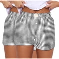 thumbnail image 1 of Zpanxa Women's 2 Piece Outfits Plaid Print Shorts Set Summer Casual Comfortable Elastic Waist Drawstring Lounge Sweatsuit Matching Two Piece Streetwear, 1 of 5