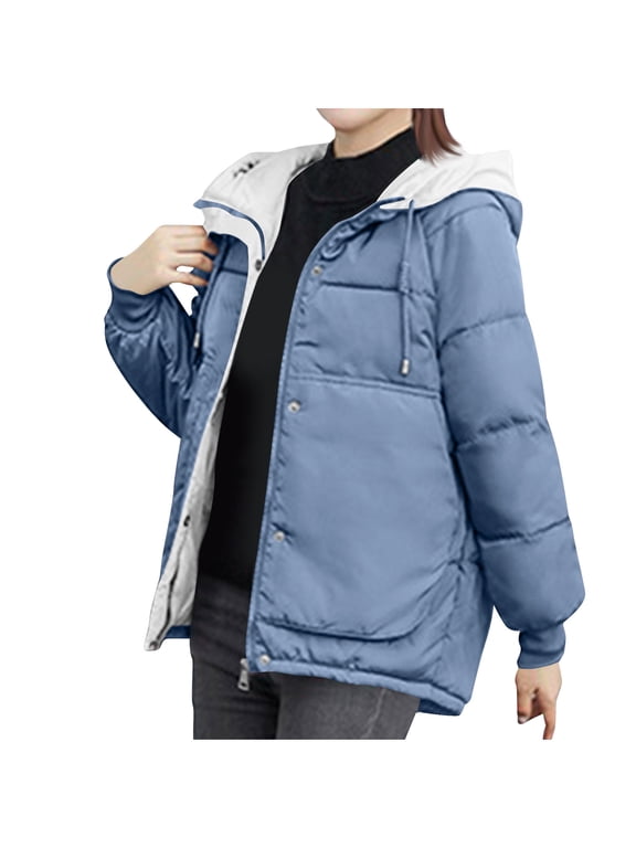 Women's 3-in-1 Convertible Winter Parka with Removable Hood Adjustable Waist Belt Long Thermal Insulated Coat for Arctic Weather Light Blue M