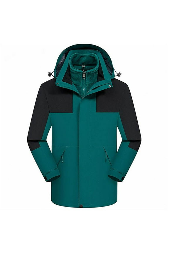 Women's 3-in-1 Winter Jacket with Detachable Hood Windproof Thermal Insulated Outerwear for Outdoor Sports and Cold Weather Army Green XXL