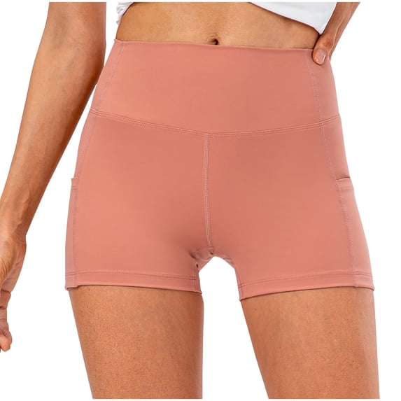 Zpanxa Women's Athletic High Waisted Yoga Shorts Solid Color Compression Running Workout Shorts with Pockets Breathable Stretchy Fitted Casual Lounge