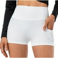 thumbnail image 1 of Zpanxa Women's Athletic High Waisted Yoga Shorts Solid Color Compression Running Workout Shorts with Pockets Breathable Stretchy Fitted Casual Lounge, 1 of 7