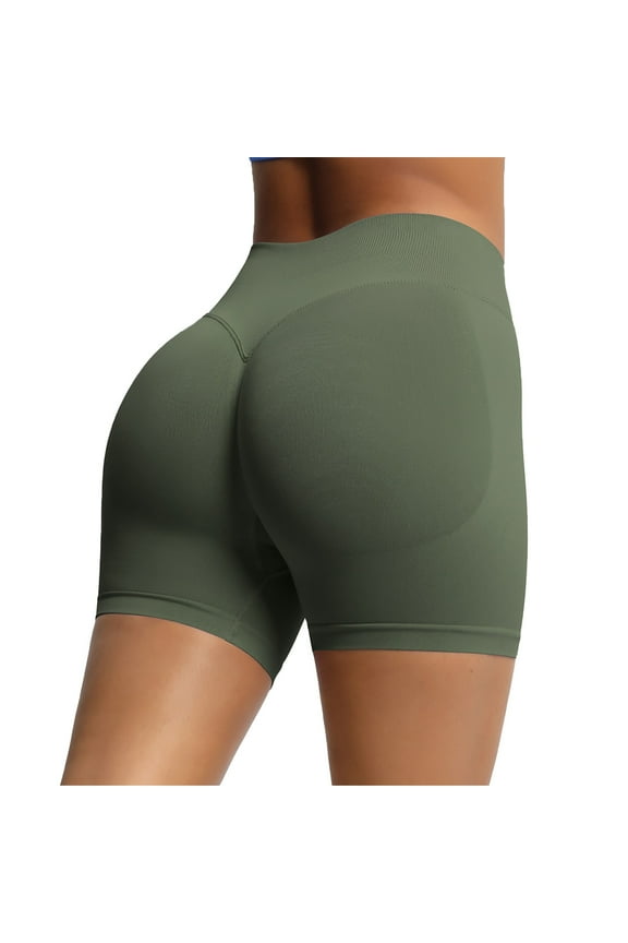 Women's Athletic Yoga Shorts High Waisted Quick Dry Breathable Tummy Control Tight Fit Anti Camel Toe Four Inch Inseam Lounge Workout Bottoms