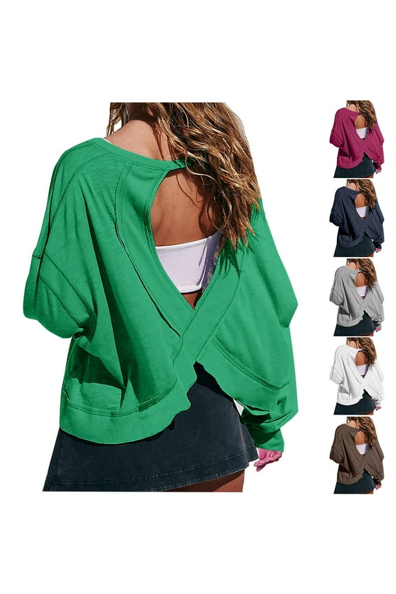 Women's Backless Workout Top Short Sleeve Athletic Shirt Yoga Crop Tee Gym Running Fitness Tank