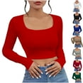 thumbnail image 1 of Zpanxa Women's Basic Long Sleeve T-Shirt Round Neck Loose Fit Layering Top Stretchy Casual Tee Minimalist Everyday Wear, 1 of 4
