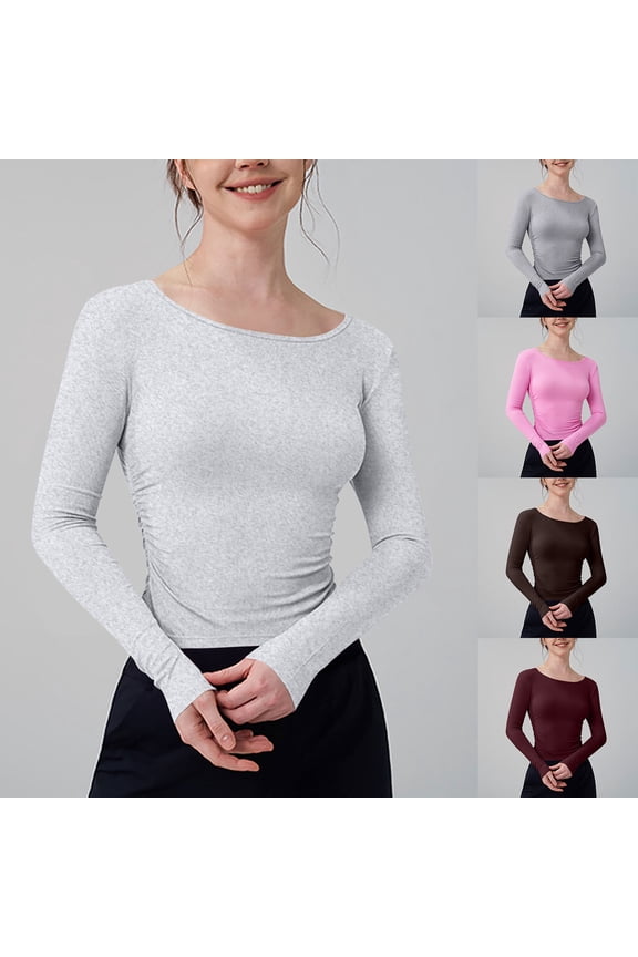 Women's Basic Summer Tank Top Long Sleeve Round Neck Solid Color Comfortable Casual Shirt Essential Wardrobe Staple