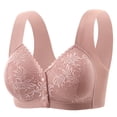 thumbnail image 1 of Zpanxa Women's Bras Front Closure Wireless, Cotton Lined Lace Cups for Plus Size Everyday Comfort Pink 36BC, 1 of 4