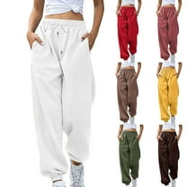 Zpanxa Women's Cargo Sweatpants Drawstring Waist Ankle Cuff Multiple Pockets Tactical Casual Pants Comfortable Durable
