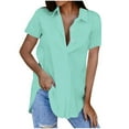 thumbnail image 1 of Zpanxa Women's Casual Button-Down Shirt Short Sleeve Collared Top Solid Color Loose Fit Everyday Blouse Relaxed Summer Tunic, 1 of 6