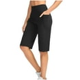 thumbnail image 1 of Zpanxa Women's Casual Loose Fit Bermuda Shorts 5 Inch Elastic Waist Drawstring Pockets Soft Breathable Cotton Lounge Athletic Summer Beach Vacation Daily Wear, 1 of 8
