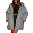 thumbnail image 1 of Zpanxa Women's Quilted Jacket Long Sleeve Solid Color Button Front Winter Warm Puffer Coat, 1 of 5