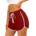 thumbnail image 1 of Zpanxa Women's Drawstring High Waisted Yoga Shorts Solid Color Quick Dry Athletic Running Beach Shorts with Pockets Tummy Control Compression Stretchy Fitted Casual Lounge, 1 of 6