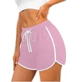 thumbnail image 1 of Zpanxa Women's Drawstring High Waisted Yoga Shorts Solid Color Quick Dry Athletic Running Beach Shorts with Pockets Tummy Control Compression Stretchy Fitted Casual Lounge, 1 of 6