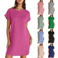 thumbnail image 1 of Zpanxa Women's Elegant Casual Round Neck Short Sleeve Pocket Dress Flowy Chic Everyday Dress, 1 of 8
