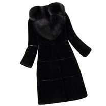 Zpanxa Women's Faux Fur Coat Solid Color Long Jacket, Plush Longline Winter Overcoat Evening Wrap