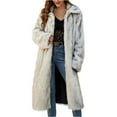 thumbnail image 1 of Zpanxa Women's Faux Fur Long Coat Plush Lapel Collar Belted Waist Winter Jacket for Elegant Formal Occasions White S, 1 of 6
