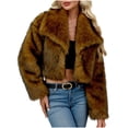 thumbnail image 1 of Zpanxa Women's Faux Fur Notch Lapel Coat Double Breasted Winter Jacket for Formal Events and Evening Wear Brown S, 1 of 8