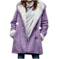 thumbnail image 1 of Zpanxa Women's Faux Wool Coat Jacket Winter Long Sleeve Solid Color Button Front Warm Outerwear for Cold Weather Fashion, 1 of 6
