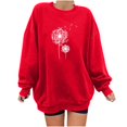 thumbnail image 1 of Zpanxa Women's Floral Print Crewneck Sweatshirt, Long Sleeve Oversized Pullover Top with a Fashionable Pattern for Street Style Red S, 1 of 6