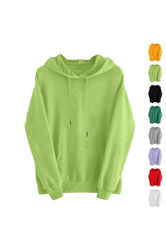 Women's French Terry Hooded Sweatshirt Long Sleeve Crewneck Pullover Casual Lightweight Everyday Wear