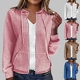 thumbnail image 1 of Zpanxa Women's Full Zip Cardigan Hoodie Long Sleeve Solid Fleece Pullover Oversized Casual Sweatshirt with Front Pockets, 1 of 7