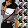 thumbnail image 1 of Zpanxa Women's Geometric Print T-Shirt Long Sleeve Round Neck Loose Fit Casual Top Comfortable Daily Wear, 1 of 4