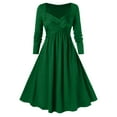 thumbnail image 1 of Zpanxa Women's Gothic Vintage Midi Dress, Solid Long Sleeves Dress, Halloween Cosplay Court Banquet Dress, Plus Size Gothic Retro Solid Cross V-Neck Dress Green S, 1 of 6