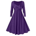 thumbnail image 1 of Zpanxa Women's Gothic Vintage Midi Dress, Solid Long Sleeves Dress, Halloween Cosplay Court Banquet Dress, Plus Size Gothic Retro Solid Cross V-Neck Dress Purple M, 1 of 6