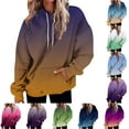 thumbnail image 1 of Zpanxa Women's Gradient Print Hooded Sweatshirt Winter Fleece Pullover Long Sleeve Casual Loose Fit Warm Sweater Top, 1 of 5